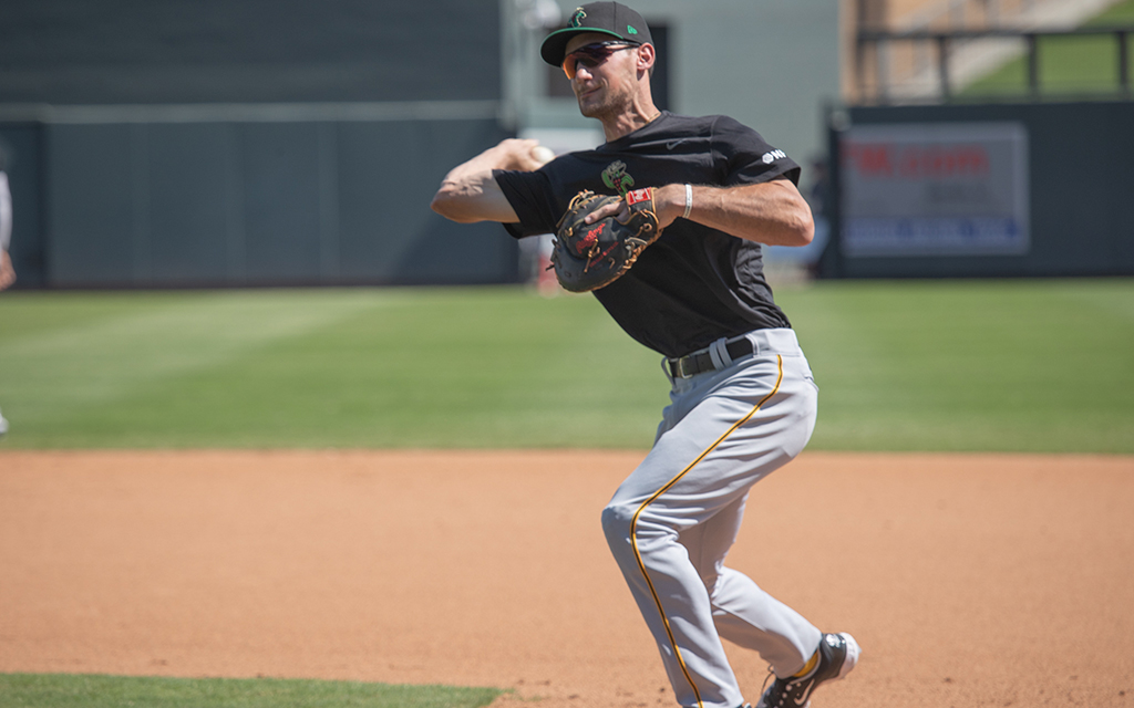 The son of former Diamondbacks player Luis Gonzalez, Pittsburgh Pirates prospect Jacob Gonzalez is paving his own path in his baseball career while carrying on the family name. (Photo by Grace Edwards/Cronkite News)