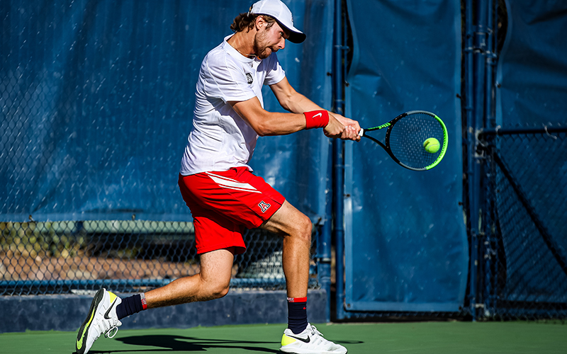 Arizona senior Jonas Zivert earned first-team All-Pac-12 honors last season. As one of the more experienced members of the team, Zivert is working on his physique this offseason. (Photo Courtesy of Mike Christy/Arizona Athletics)