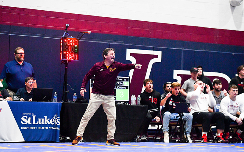 ASU wrestling coach Zeke Jones believes his team's two home matches scheduled this season at Mullett Arena will help elevate the program to the next level. (Courtesy of Sun Devil Athletics Media Relations)