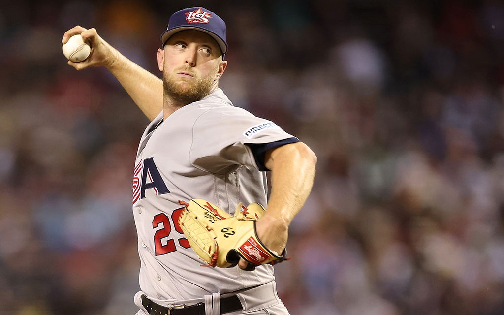 Diamondbacks pitcher Merrill Kelly earned the start for the United States against Team Japan in the World Baseball Classic championship. (Photo by Christian Petersen/Getty Images)
