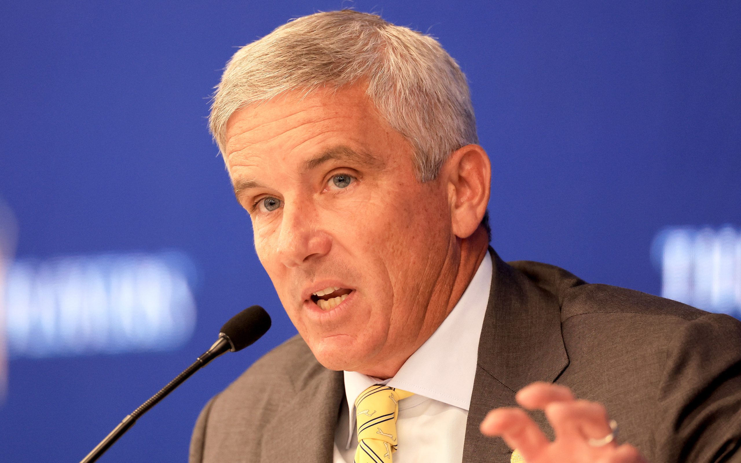 PGA Tour commissioner Jay Monahan said the organization's decision to merge with LIV Golf was "in the best interest of all of the members of the PGA Tour." (Photo by David Cannon/Getty Images)