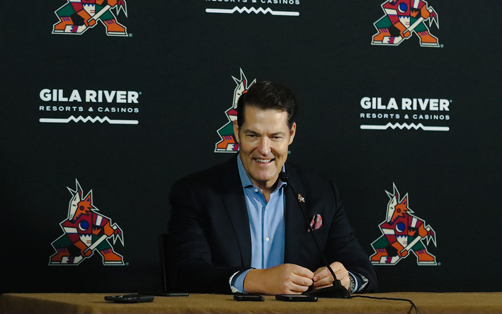 Arizona Coyotes general manager Bill Armstrong is taking a simple approach to the 2023 NHL Draft. “We take the best player and we figure it out from there,” he said Tuesday. (Photo by Rudy Aguado/Cronkite News)