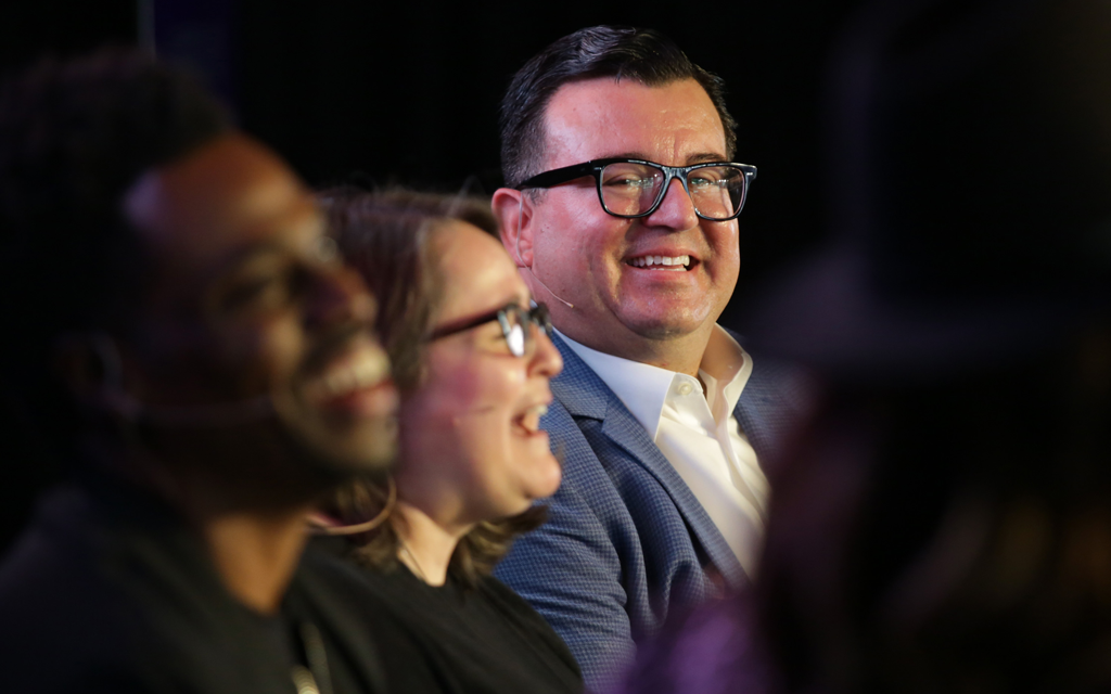 Coyotes president Xavier Gutierrez on a panel