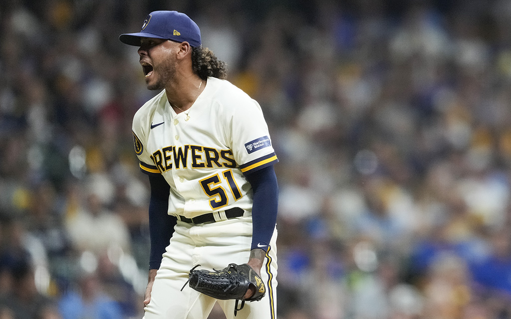 Milwaukee Brewers pitcher Freddy Peralta is gearing up to be the next ace for the Milwaukee Brewers’ pitching staff and has secured the nod for Friday’s Opening Day. (Photo by Patrick McDermott/Getty Images)