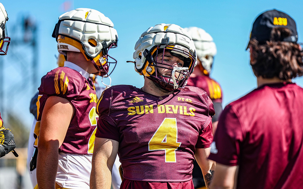 ASU star Cam Skattebo wearing Guardian Cap
