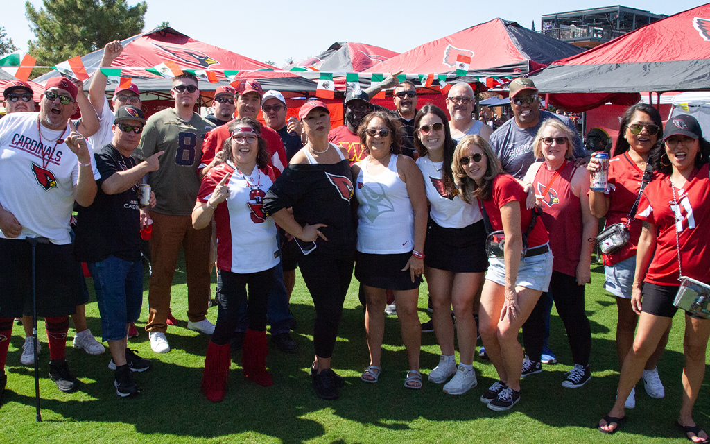 Cardinals fans gathered together.