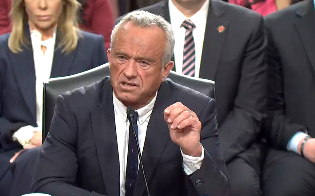 Robert F. Kennedy Jr. testifies Jan. 29, 2025, at his confirmation hearing. President Donald Trump named RFK Jr. to serve as secretary of Health and Human Services. (Screenshot from Senate Finance Committee hearing feed)
